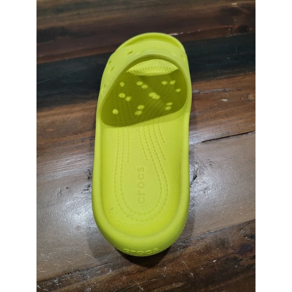 CROCS ICONIC COMFORT SLIDES Size Mens 5 Hi-Visibility YELLOW Slip Ons SO COMFY